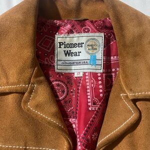 Vintage Brown Suede Jacket with Red Lining